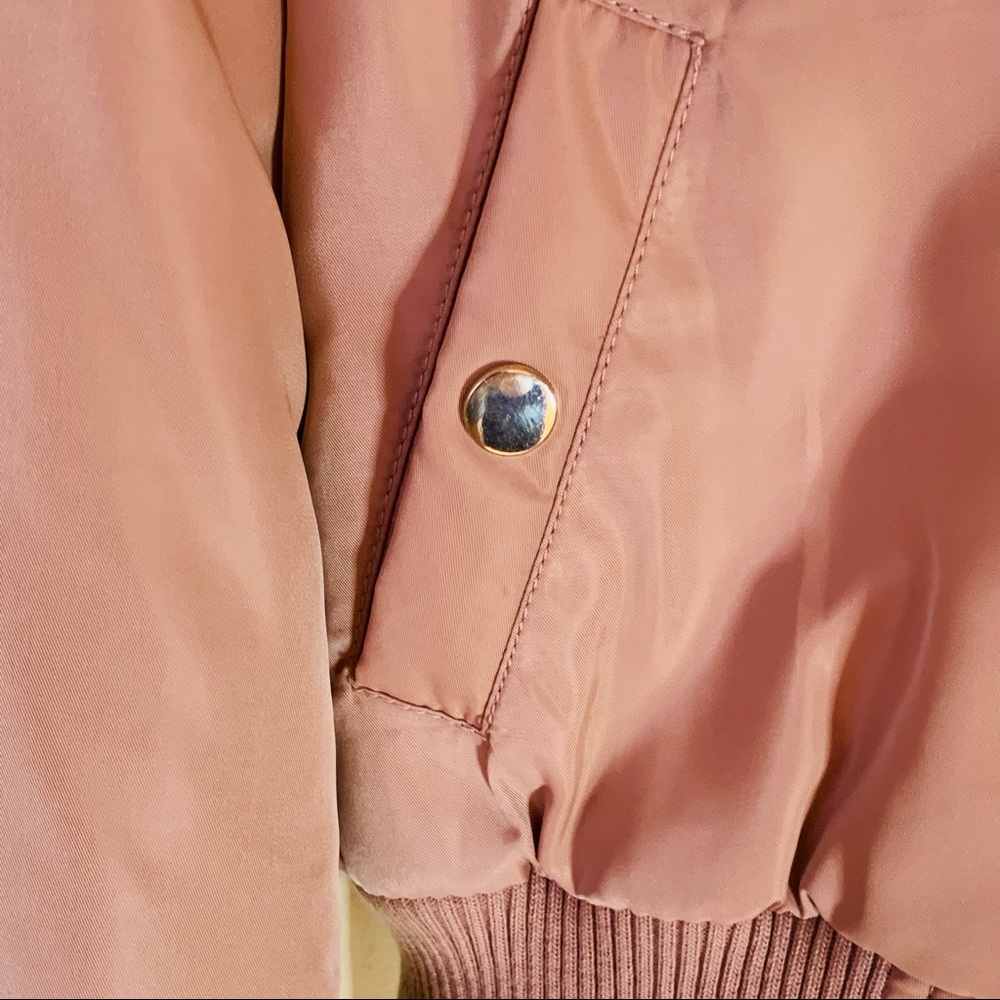 NWOT RARE - Pimkie - Rose Colored Satin Bomber Jacket - Sz. S - Picture 5 of 11
